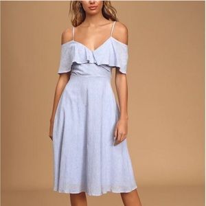 NWT Lulus Off The Shoulder Striped Midi